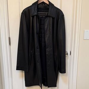 Men's Vintage Lord & Taylor Black Leather Trench Coat